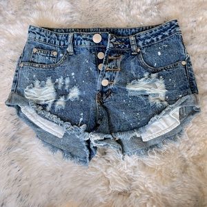 High waisted jean shorts